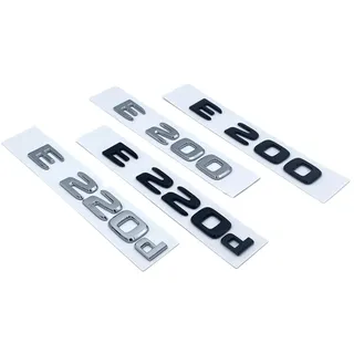 NIBOTT Schwarze Silberne Buchstaben E200 E260 E300 E400 E220d E350e E300de 4Matic ABS-Emblem passend for Mercedes Benz W213 Auto-Kofferraum-Logo-Aufkleber (Color : Glossy Black, Size : E200)