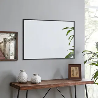WOWINNE Spiegel Schwarz 50x70cm Wandspiegel Rechteckig mit Metall Rahmen Dekorative Spiegel für Badezimmer Wohnzimmer Schlafzimmer Gäste WC