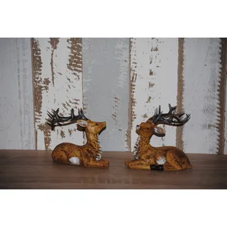 SET Rentier Deko Hirsch Figur Vintage Landhaus natur  Weihnachten Tierfigur