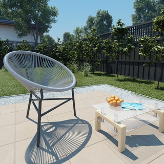 Balkon Garten-Mond-Stuhl Poly Rattan Grau - Gartenstuhl, Relaxsessel