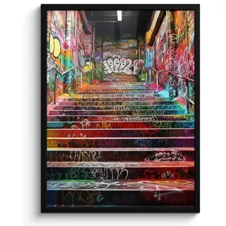 onlywow Poster, mit Leiste Bunte Treppe | Gr.: 60 x 80 cm