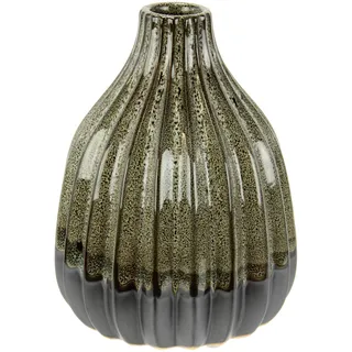 Dekovase I.GE.A. "Vase aus Keramik, geriffelt, bauchig, matt glänzend", grau, B:14cm H:19cm, Keramik, Vasen, Flaschenform, Blumenvase, Tischdeko, Keramikvase
