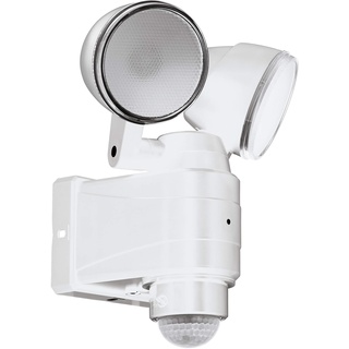 EGLO LED Außen-Wandlampe Casabas, 2 flammige Außenleuchte, Sensor-Wandleuchte aus Kunststoff, Farbe: Weiß, Außenstrahler mit Bewegungsmelder, batteriebetrieben, IP44