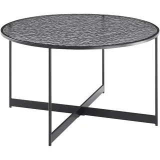 SalesFever Couchtisch rund Schwarz Glas 80 x 45 cm
