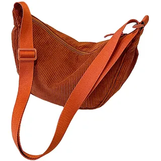 Generisch Crossbody Bag, Damen kleine Tasche, Cord Umhängetasche, Crossbody Bag, Cord Taschen mit verstellbarem Gurt für Arbeit Einkaufen Schule Shopping (Orange)