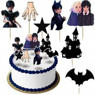 Festivalartikel Tortenstecker WEDNESDAY Topper Set 6 Stk Geburstag Torten Deko Kuchen Junge weiß