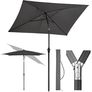 Sekey Sonnenschirm Rechteckig Höhenverstellbar Balkonschirm Knickbar, mit Schutzhülle, LxB: 180,00x125,00 cm, Sonnenschutz UPF50+, Kippbar, Höhenverstellbar Sonnenschirm Balkon grau 125,00 cm x 180,00 cm