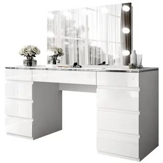 lookway Schminktisch, AURORA DOUBLE SILVER, weiß glänzend