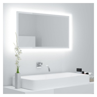 vidaXL Badezimmerspiegelschrank LED-Badspiegel Hochglanz-Weiß 80x8,5x37 cm Acryl (1-St) weiß