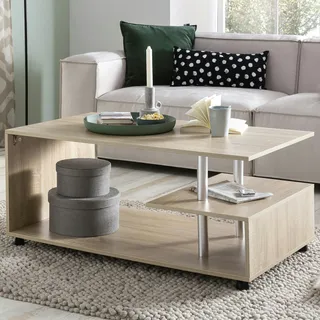 FineBuy Couchtisch 105 x 48,5 x 60 cm Wohnzimmertisch Sofatisch mit Rollen