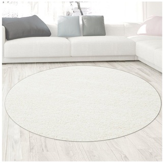 Teppich »Flauschiger Teppich kuschelig warm in creme«, Carpetia, Rund, Höhe: 30 mm weiß Rund - 80 cm x 80 cm x 30 mm
