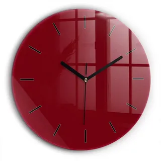 Tulup Wanduhr Wanduhr Glasrunde Uhr Moderne Glaswanduhr 60cm Uhr aus Gehärtetem Glas rot