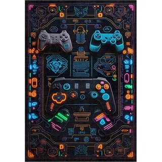 Bamyum Gameking Gamer-Teppich, Bedruckter Teppich Chenille-Druck Maschinell Hergestellt für Spielzimmer, Gamer-Teppiche, Schlafzimmer Videospiel-Teppich, Waschbarer Gaming-Teppich 80x300