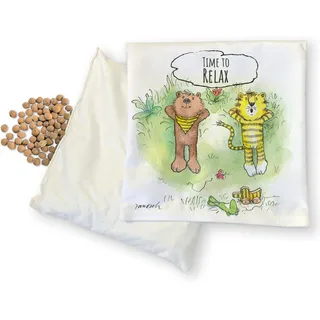 JANOSCH Kirschkernkissen – Wärmekissen für Mikrowelle – Kirschkern-Kissen für Babys, Kinder & Erwachsene – Entspannung für Bauch, Nacken & Schulter – Personalisierbares Geschenk, 20x20 cm Körnerkissen