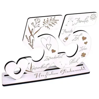 Dekolando Deko-Buchstaben Aufsteller Zahlen 55 Geburtstag Herzlichen Glückwunsch Geldgeschenk (weiß, 3tlg), 17 x 24 cm weiß