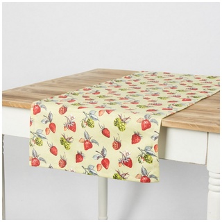 SCHÖNER LEBEN. Tischläufer Schöner Leben Tischläufer Erdbeeren Brombeeren grün rot 40x160cm grün