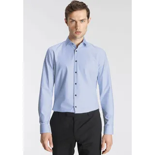 Businesshemd OLYMP "No. Six super slim" Gr. 40, N-Gr, blau (bleu) Herren Hemden Langarm Jersey-Hemd