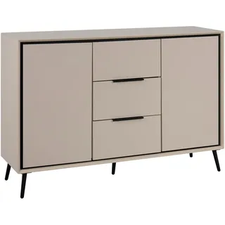 Livetastic Kommode Sideboard 135 x 90 x 38 cm Sand / Schwarz