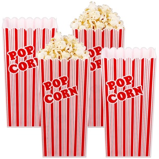 4er-Set wiederverwendbare Popcorn-Boxen, 2 Liter, rot-weiß gestreift