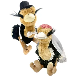 hM - Hochzeitspaar Premium 38cm – Wurfstrauß Plüschtier - Vogel Strauß Kuscheltiere - Wurfstrauss für die Hochzeit oder als Braut und Junggesellinnen Geschenk - JGA oder Hochzeitsgeschenk