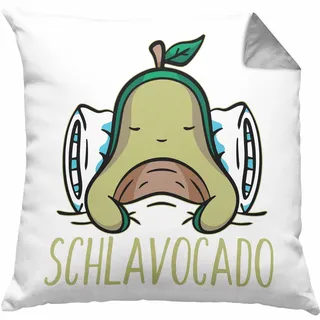 Trendation Avocado Schlaf Kissen mit Füllung 40x40 Pyjama Geschenk Lustig Witzige Geschenkideen (Grau)