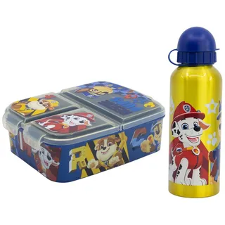 PAW PATROL Lunchbox Paw Patrol Chase 2 tlg Kinder Set Brotdose Alu Trinkflasche 530 ml, (Spar-Set, 2-tlg., Spar-Set) bunt