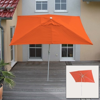Sonnenschirm Castellammare, Gartenschirm, 2x3m rechteckig neigbar, Polyester/Alu 4,5kg UV-Schutz 50+ ~ terracotta