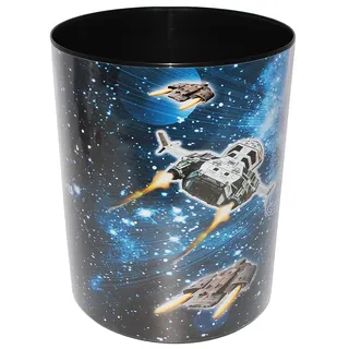 alles-meine.de GmbH Papierkorb/Behälter - Weltraum - Space - Raumschiff - aus Kunststoff - Mülleimer/Eimer - Aufbewahrungsbox für Kinder - Jungen - Abfalleimer - Rakete A..