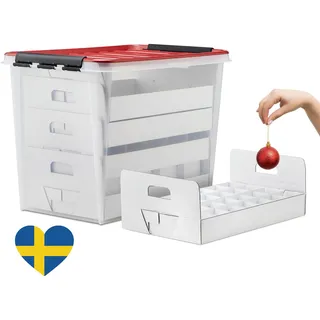 De-Plastik Weihnachtskugel Aufbewahrungsbox mit Deckel | Sichere & stilvolle Aufbewahrung für Weihnachten | Christbaumkugel | Christbaumschmuck und Deko | 61 Liter | BPA-frei | Boxen Aufbewahrung