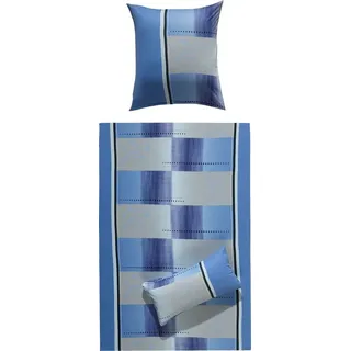 Erwin Müller Bettgarnitur Grafik Blau 155 x 220 cm + 40 x 80 cm
