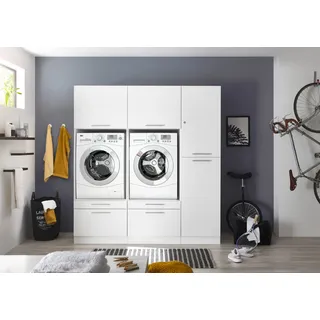 Respekta Clara Waschmaschinenschrank 184,8 x 200 x 67,6 cm Weiß Holz/Kunststoff/Metall/Spanplatte