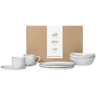 Broste Copenhagen Frühstücksset Nordic Salt 8-tlg. Weiß/Schwarz