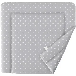 Premium Wickelauflage 77x73 cm | Wickelunterlage für Wickelkommode Malm Hemnes Nordli | Oeko Tex®100 | Abwaschbar, wasserabweisend | Ohne Weichmacher | Sterne weiß