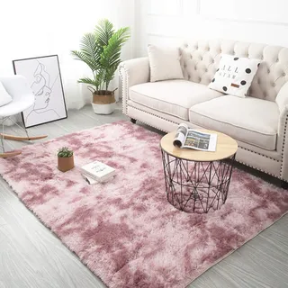 YUANBIAO Designer Teppich 120x180cm Waschbar farbecht Outdoor Carpet rutschfest für Wohnzimmer Badezimmer Dekoration Teppich Anti-Rutsch, Pink Lila