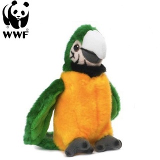 WWF - Plüschtier - Grüngelber Ara Papagei (mit Sound, 14cm) lebensecht Kuscheltier Stofftier