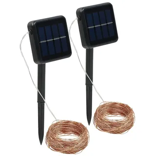 Lunartec Solar-Lichterkette inkl. Dämmerungssensor 32 m 2er-Set Kupfer