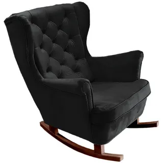 DomoHome Schaukelsessel, Schwarz, Holz, Echtholz,Buche, Rechteckig, 81x102x95 cm, Wohnzimmer, Sessel, Relaxsessel