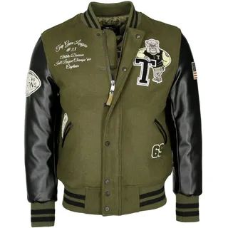 Bomberjacke TOP GUN "TG20202014", Herren, Gr. 50M, grün (olive, schwarz), Obermaterial: 50% Wolle, 50% Polyester. Ärmel: 100% PU, Polyurethan. Strick: 100% Polyester . Lining: 100% Polyester, Jacken Bomberjacke