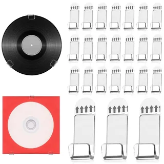 XIHIRCD 24stk Wandregal für Schallplatten, Selbstklebender Schallplattenhalter ohne Bohren Transparent Aufbewahrungsaufhänger für Alben aus Acryl mit Klebeband für Sammlung Heim Büro Dekoration