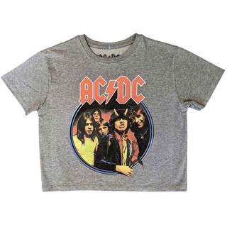 AC/DC Crop-Top Highway To Hell Bauchfreies Shirt Band Merchandise Oberteil grau