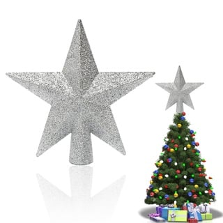 Stern für die Weihnachtsbaum, Glänzender Weihnachtsstern, Christbaumspitze in Stern-Form, Stern für die Weihnachtsbaum, Weihnachtsbaumspitzen, Für weihnachtsbaumschmuck Party Dekoration, Silber