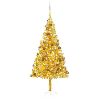 vidaXL Künstlicher Weihnachtsbaum Künstlicher Weihnachtsbaum Beleuchtung & Kugeln Gold 210 cm 210 cm