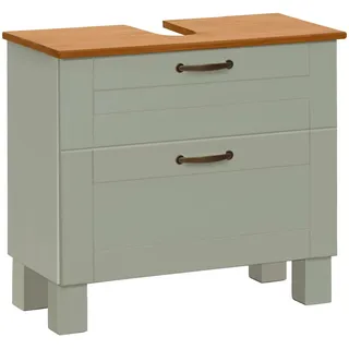 Home Affaire Waschbeckenunterschrank HOME AFFAIRE "Rodby", grün (salbei grün, honig), B:60cm H:55cm T:30cm, Massivholz, Schränke, Waschbeckenunterschrank, FSC-zertifiziertes Massivholz, Griffe Metall, Breite 60cm, Höhe 55cm