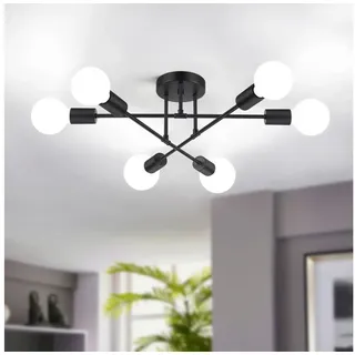Jibenhome LED Deckenleuchte Schwarz Kronleuchter-Hängend Deckenlampe 6/8 Flammig E27, 6 Flammig, LED fest integriert, Retro Deckenstrahler, ohne Leuchtmittel