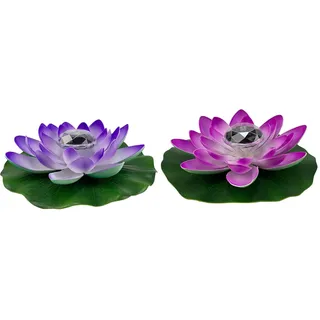 Yeehliny Lotusblüten-Licht, künstliche schwimmende Lotusblumen, Solar-Licht, Solar Lotusblüte, Pool-Licht, Schwimmender Künstlicher Lotus Laterne, Solarleuchte, Teich Dekoration (Blau+Lila)