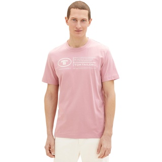 TOM TAILOR Herren Basic T-Shirt mit Print aus Baumwolle, Velvet Rose, L