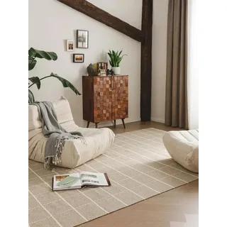 benuta Wollteppich Gyda, rechteckig, Höhe: 6 mm, Kunstfaser, Berber, Ethno-Style, Wohnzimmer grau 200 cm x 300 cm x 6 mm