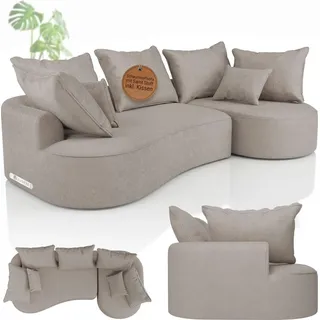 Juskys Eckcouch Samt 4-Sitzer Beige