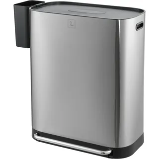 Svita MLT2X30 Mülleimer Treteimer 60l 2 Fächer mit Deckel Silber - Silber
