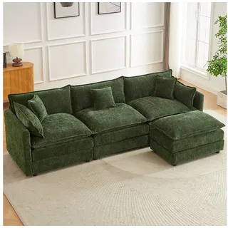 Jiexi Wohnlandschaft 285cm Ecksofa Mit Schlaffunktion, Kordsofa, Ecksofa Eckcouch grün